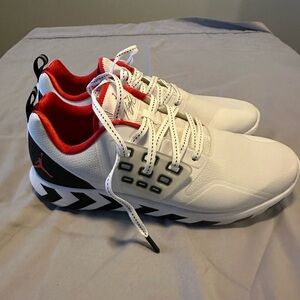 Jordan White and Red Athletic Shoes